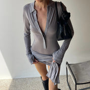 Nom Fitted Button Mini Dress