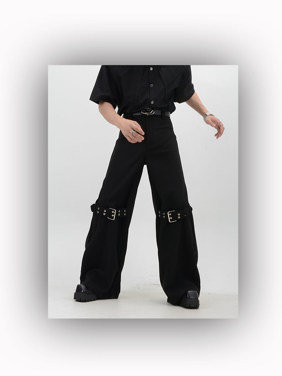 HIP HOP Wide Decorative Metal Pants