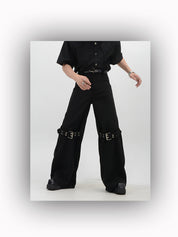 HIP HOP Wide Decorative Metal Pants