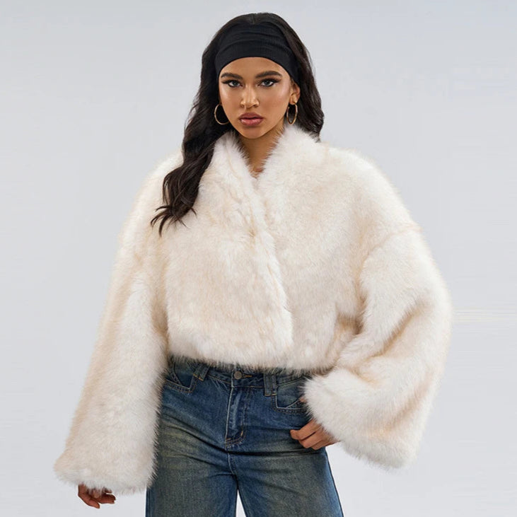 JOOM Cropped Fur Coat