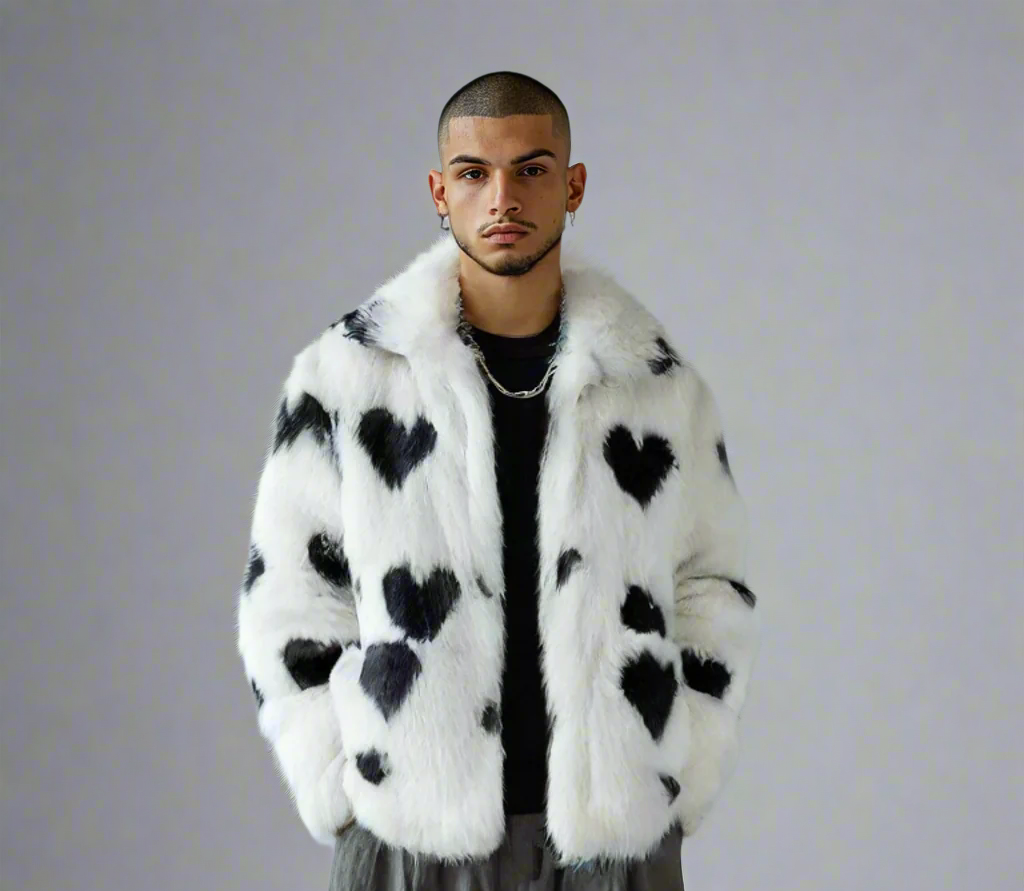 White Fur Heart Coat