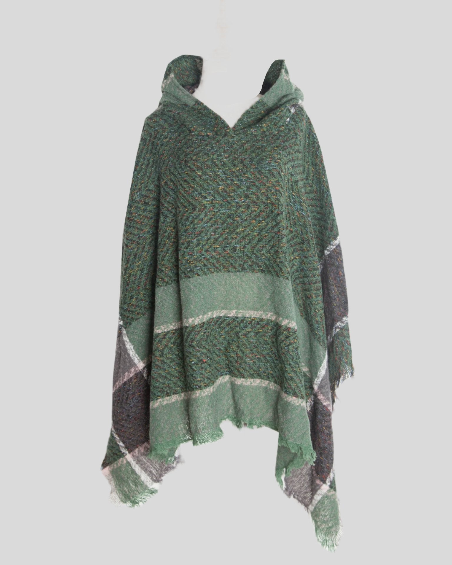 H Multi-Color Hooded Poncho