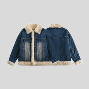 JON Denim Coat with Fur