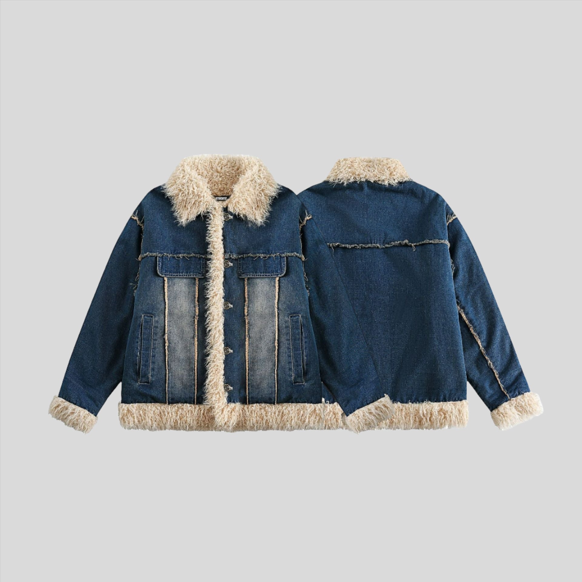 JON Denim Coat with Fur
