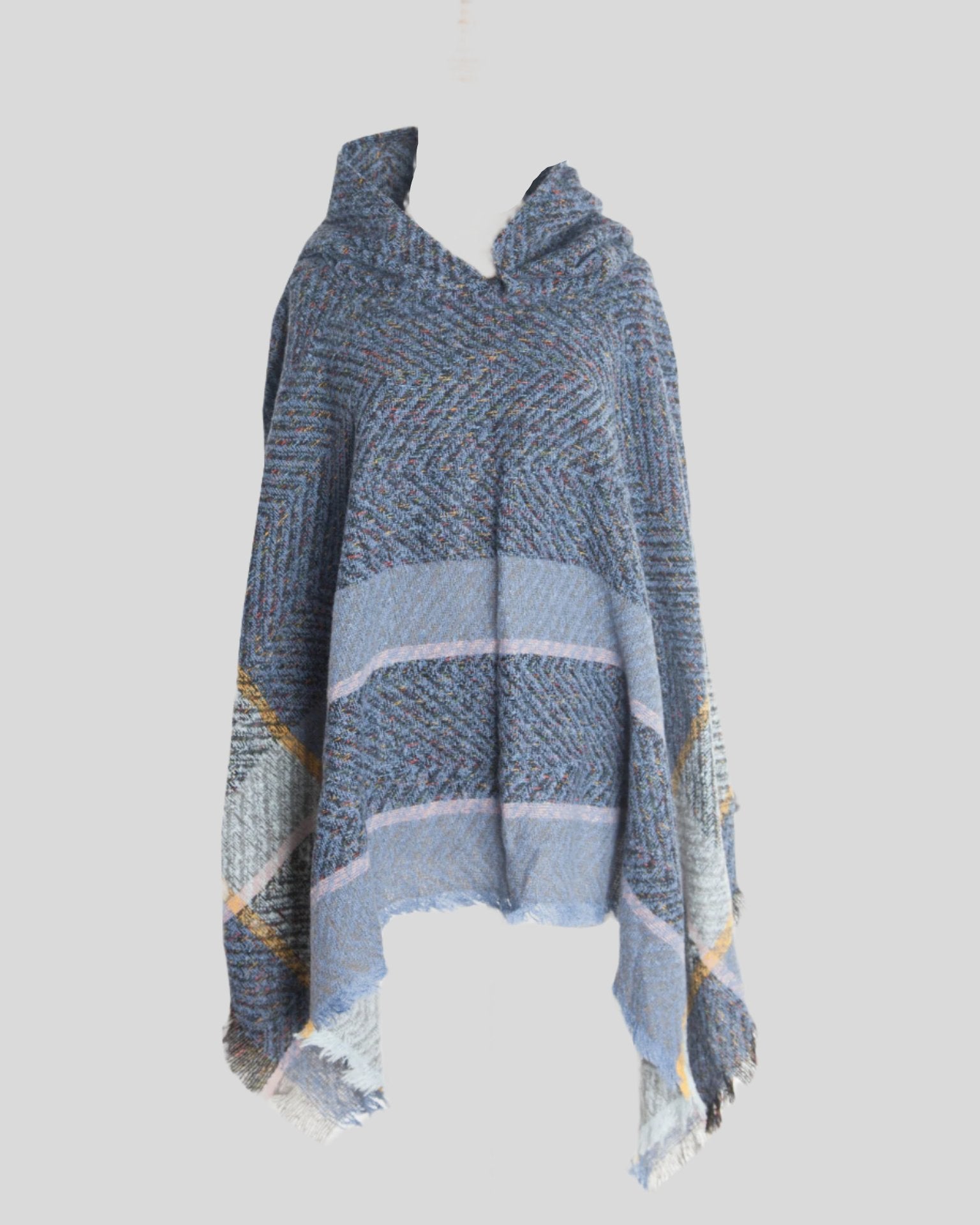 H Multi-Color Hooded Poncho