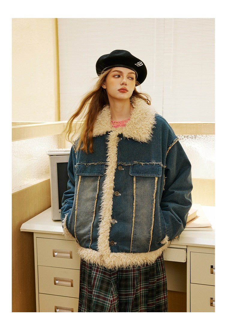 JON Denim Coat with Fur