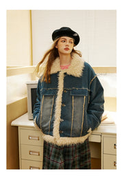 JON Denim Coat with Fur
