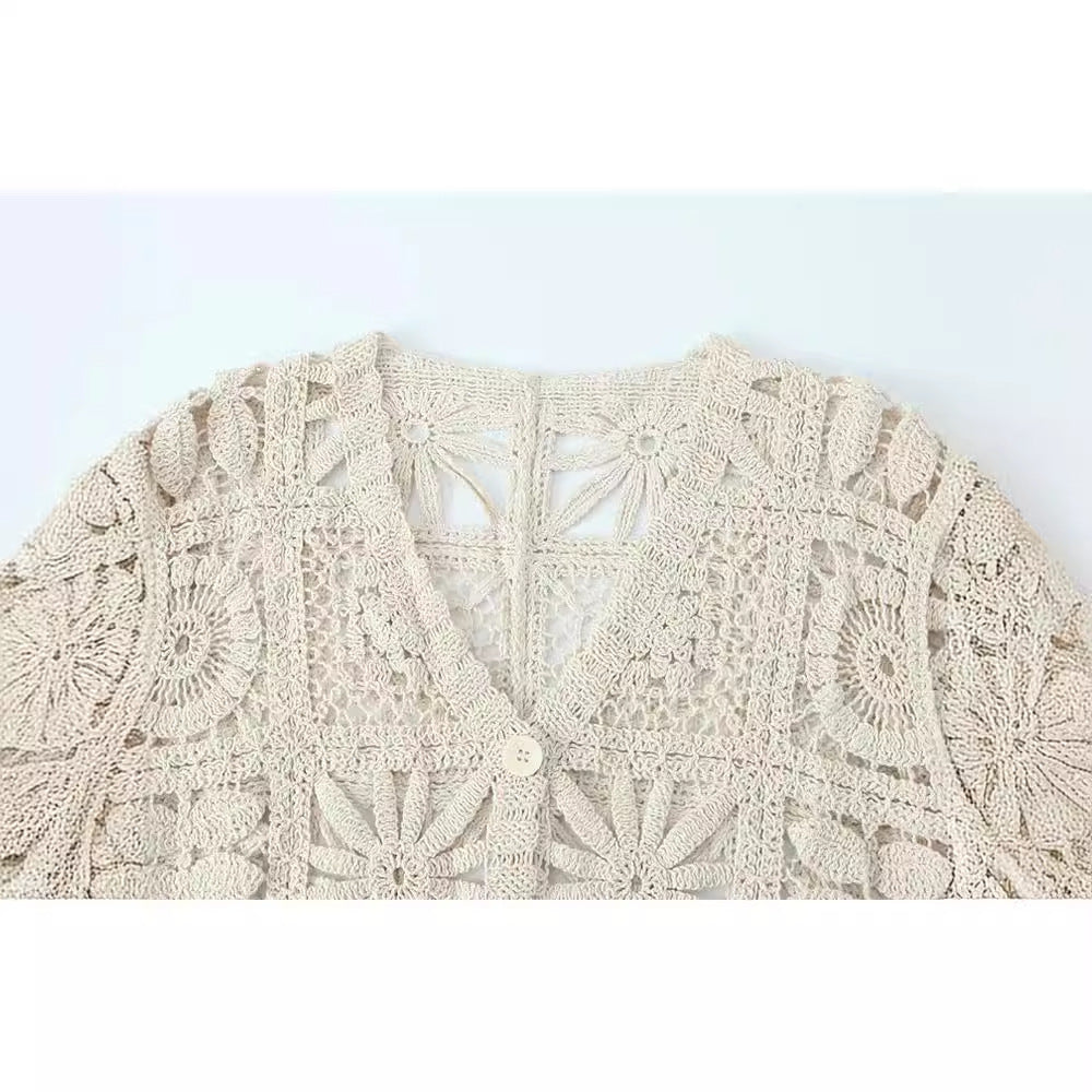 White Woven Floral Lace Set