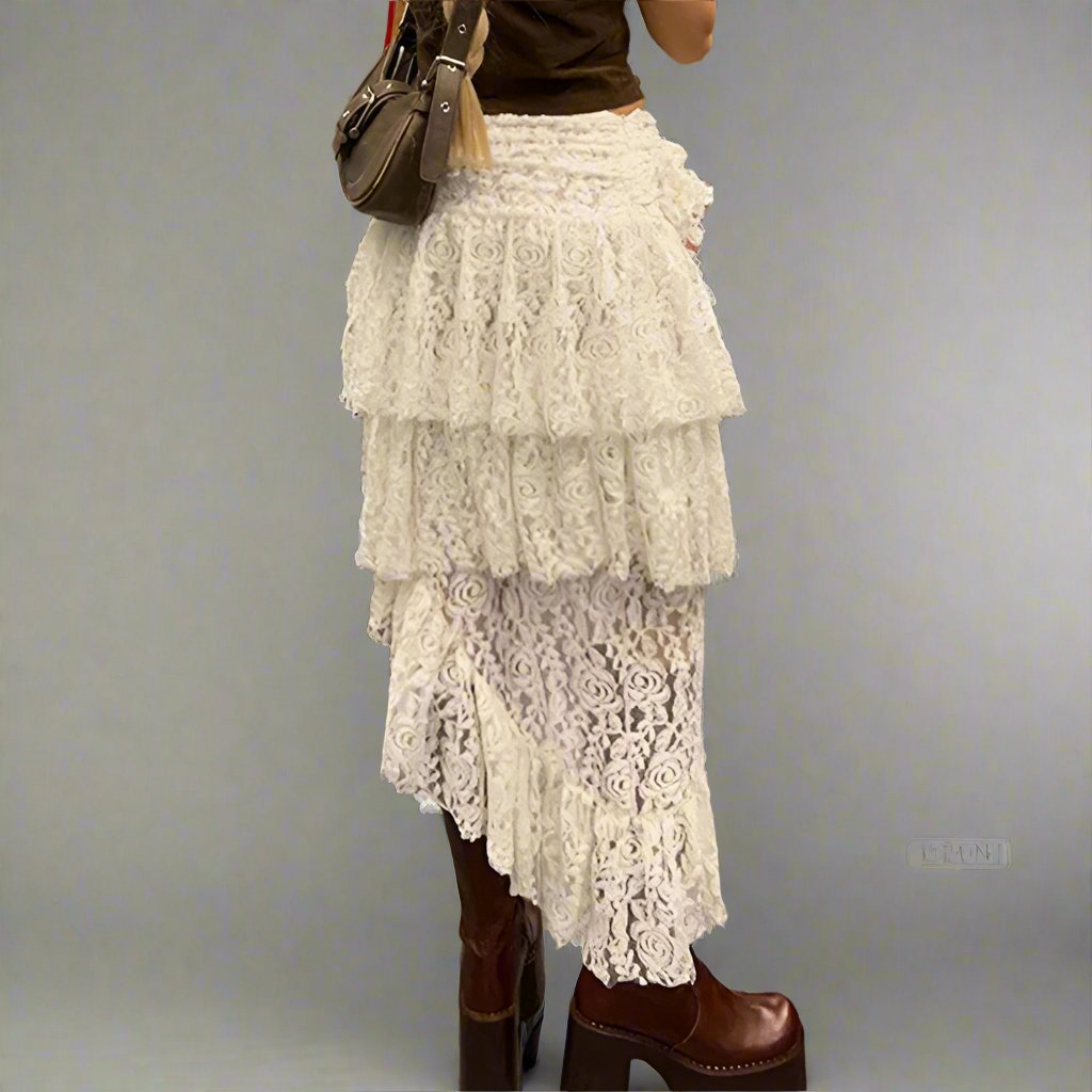Princess White Lace Tiered Skirt