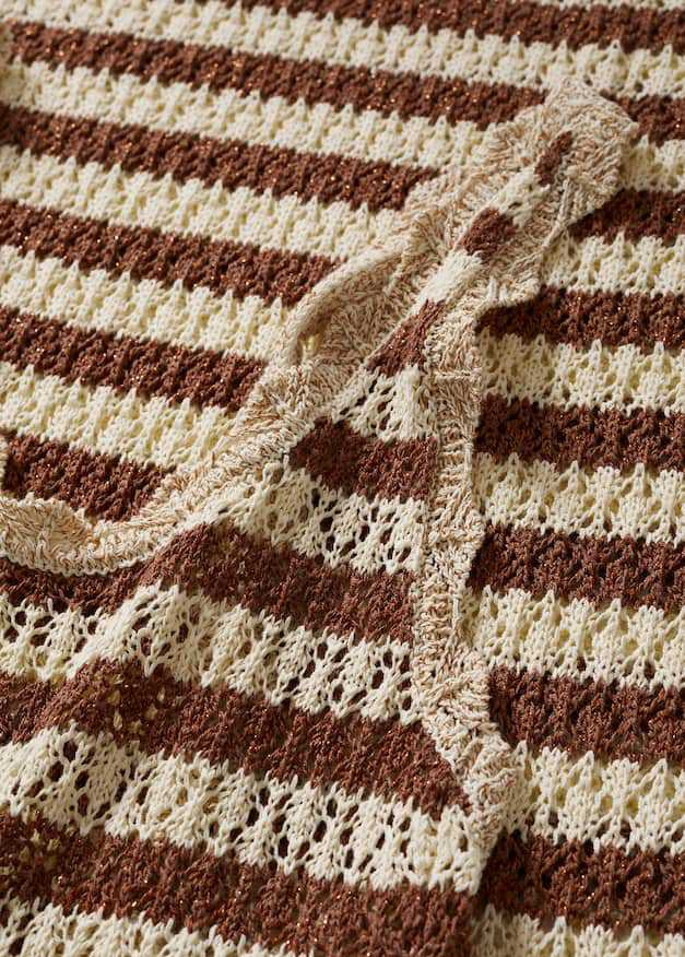 WILL Brown Stripe Crochet Maxi Dress