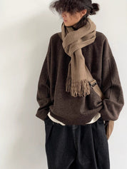 סוודר קלאסי רחב דגם GO