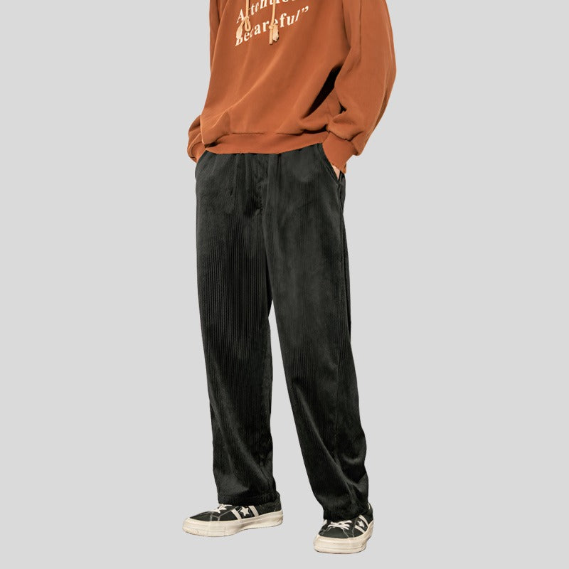 Fleece Pants with Corduroy Panels