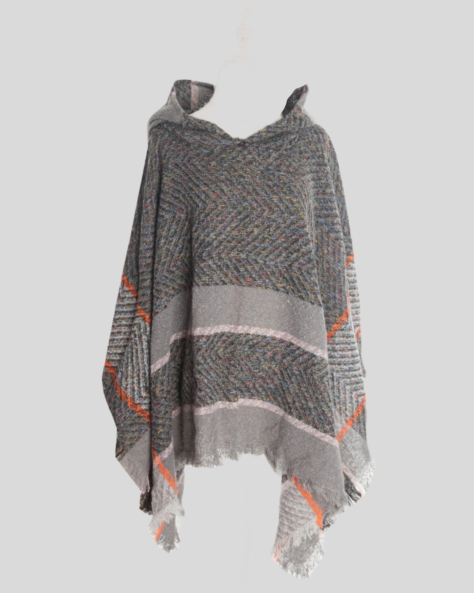 H Multi-Color Hooded Poncho