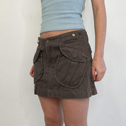 Retro Brown Denim Mini Skirt