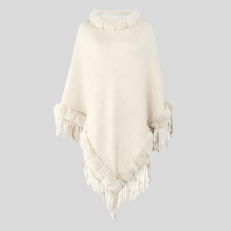 Fur-Trim Poncho