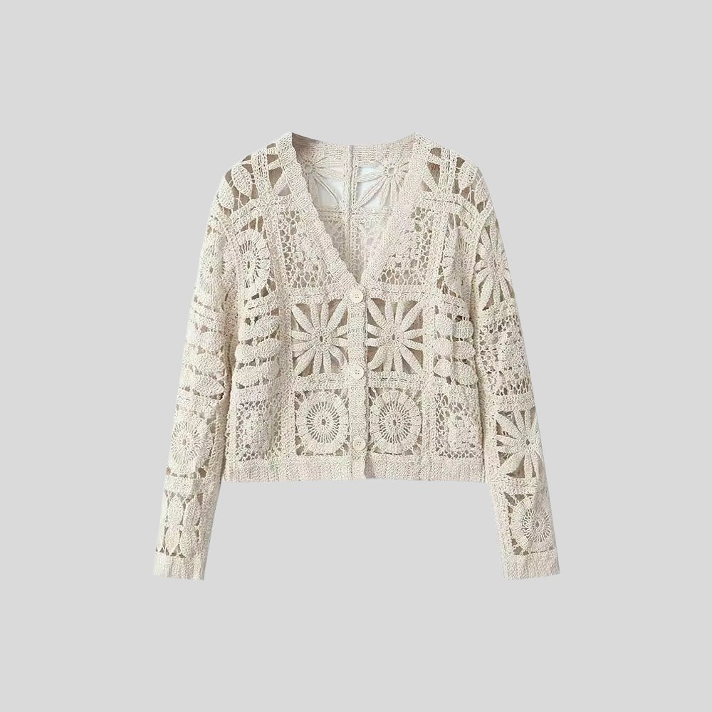 White Woven Floral Lace Set