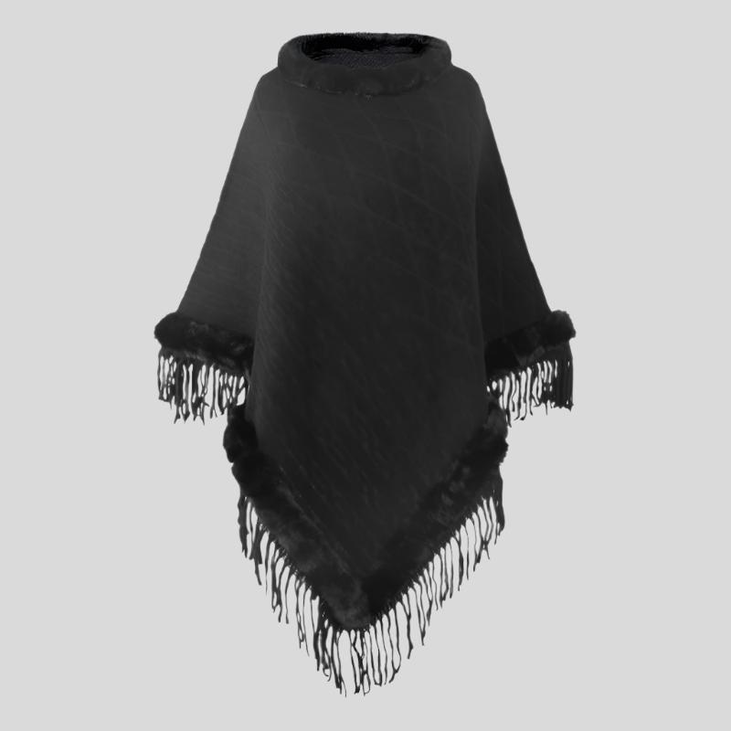 Fur-Trim Poncho