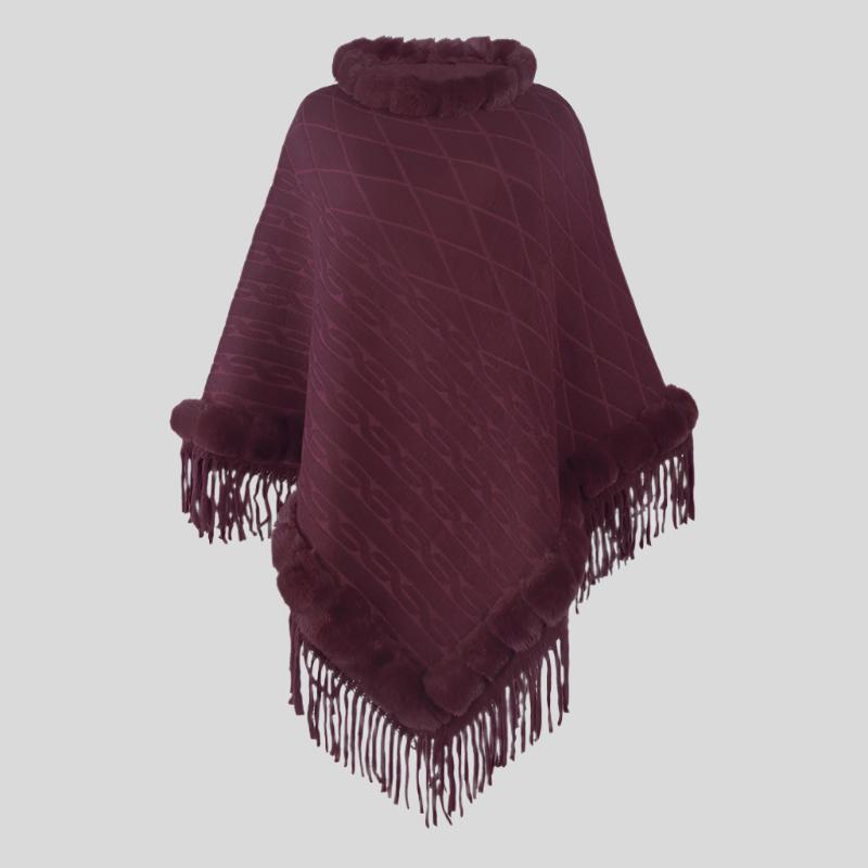 Fur-Trim Poncho