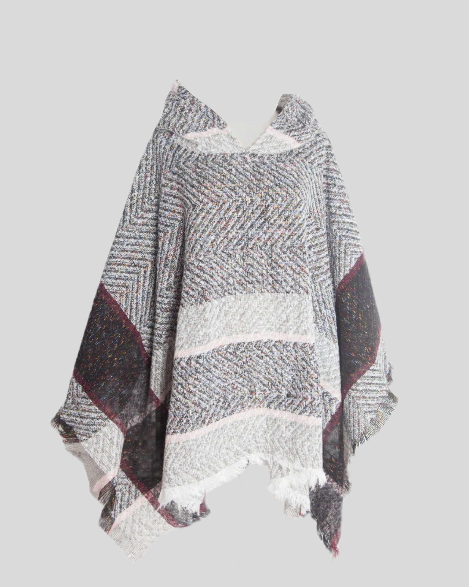 H Multi-Color Hooded Poncho