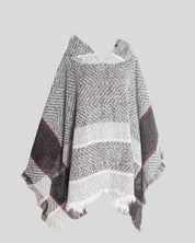H Multi-Color Hooded Poncho