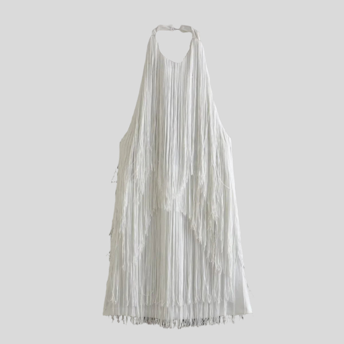 Open-Back Fringe Mini Dress
