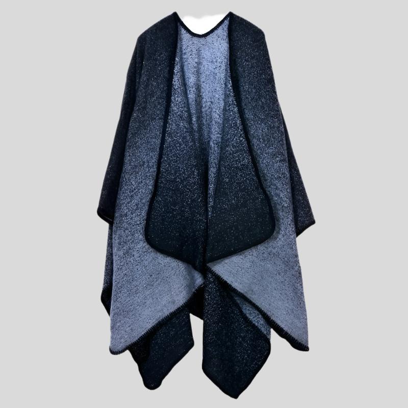 Y Colorful Trim Warm Poncho