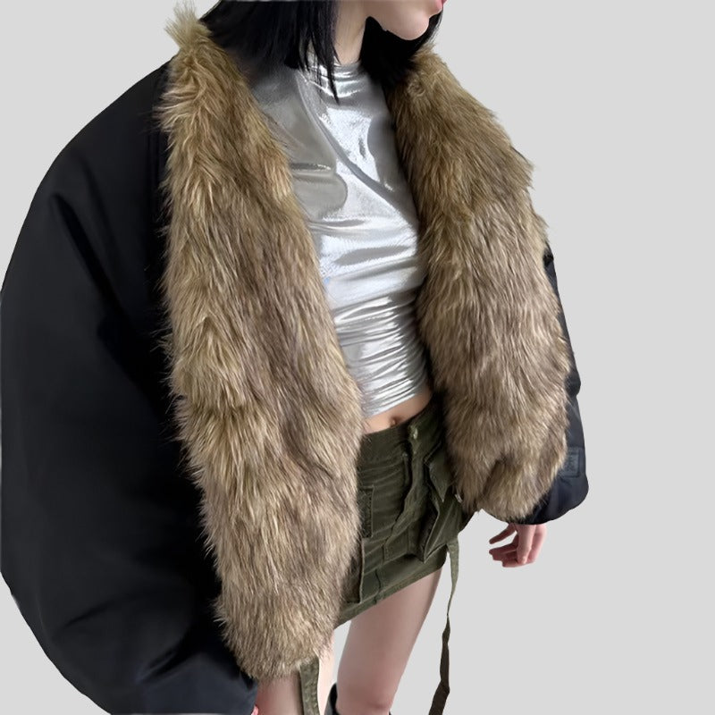 Down Coat with Fur Trim