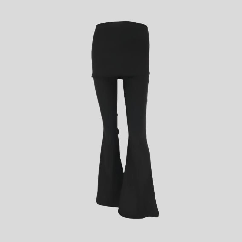 FI Black Flare Pants with Mini Skirt