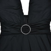 Tiered Black Open-Back Dress