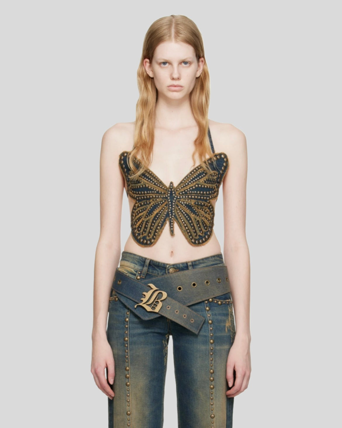גופיית גינס פרפר עם ניטים דגם Butterfly