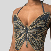 גופיית גינס פרפר עם ניטים דגם Butterfly