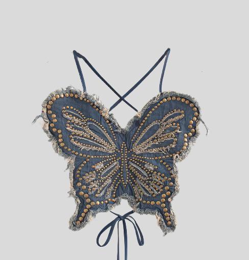 גופיית גינס פרפר עם ניטים דגם Butterfly