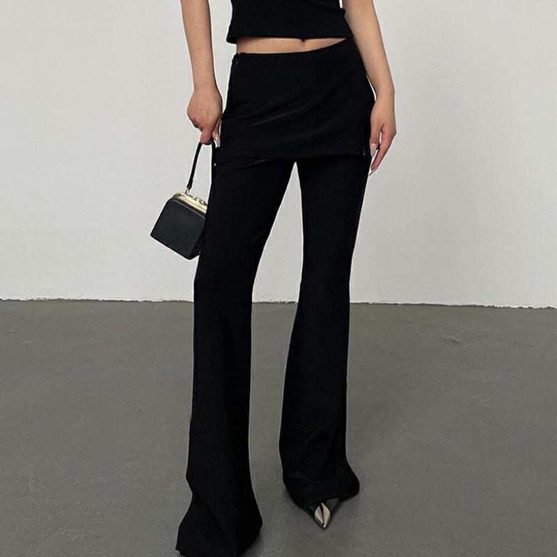 FI Black Flare Pants with Mini Skirt