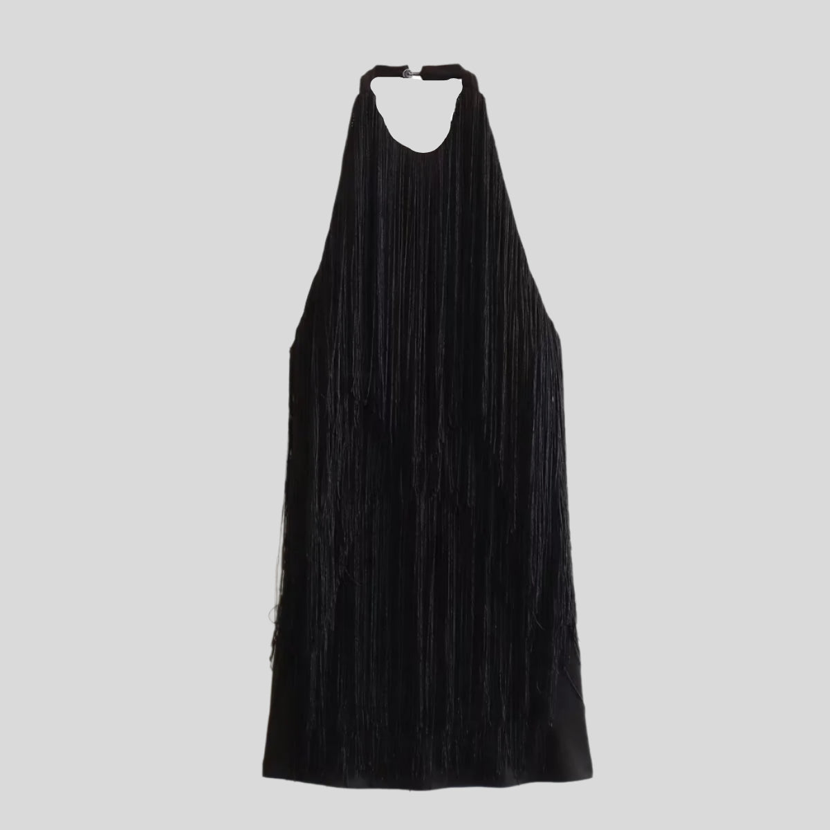Open-Back Fringe Mini Dress