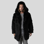 Black Fur Coat with Hood
