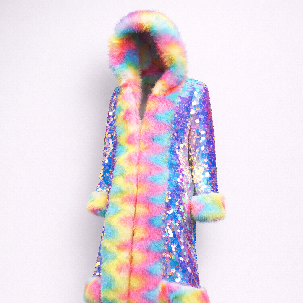 Colorful sequin fur coat - Shayli
