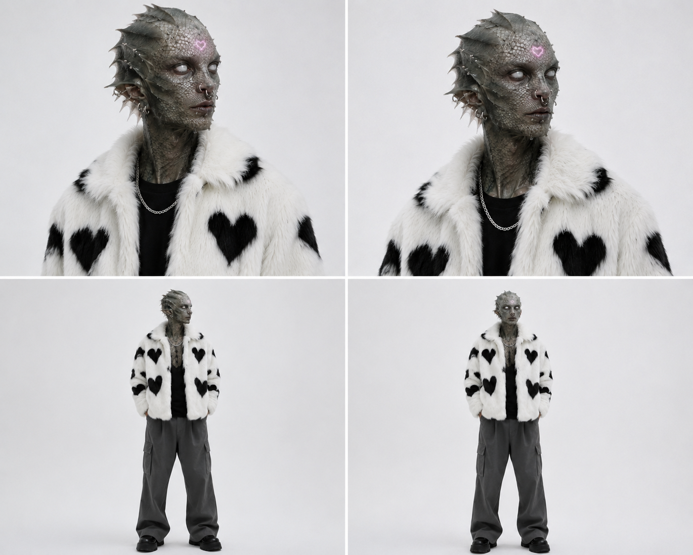 White Fur Heart Coat
