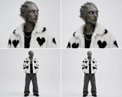 White Fur Heart Coat