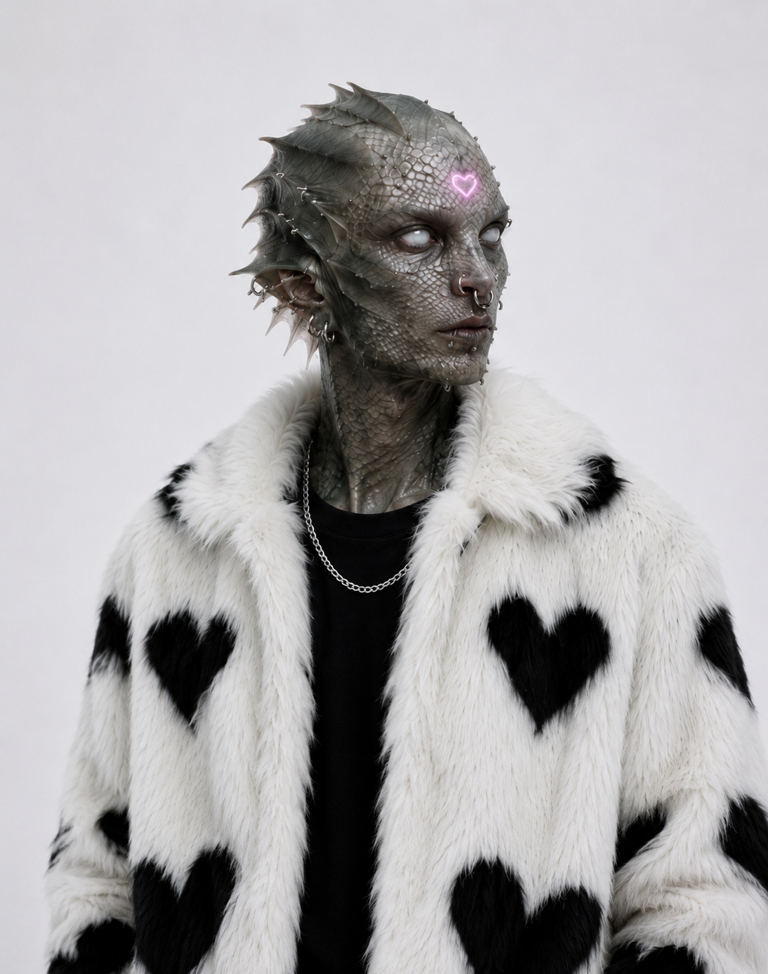 White Fur Heart Coat