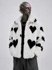 White Fur Heart Coat