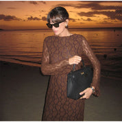 KI Brown Long-Sleeve Dress