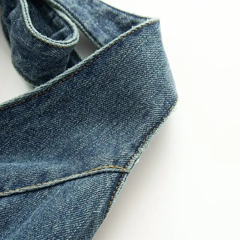 Short denim overalls