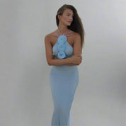 EMY Light-Blue Halter Dress