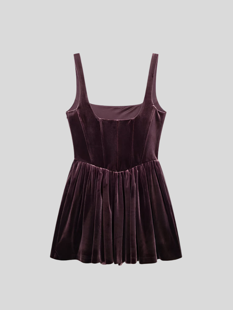 U Burgundy Velvet Mini Dress