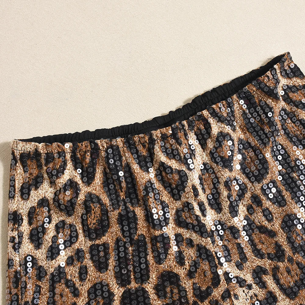 R Leopard Sequin Shorts