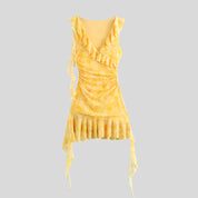 Yellow Fringe Mini Dress U