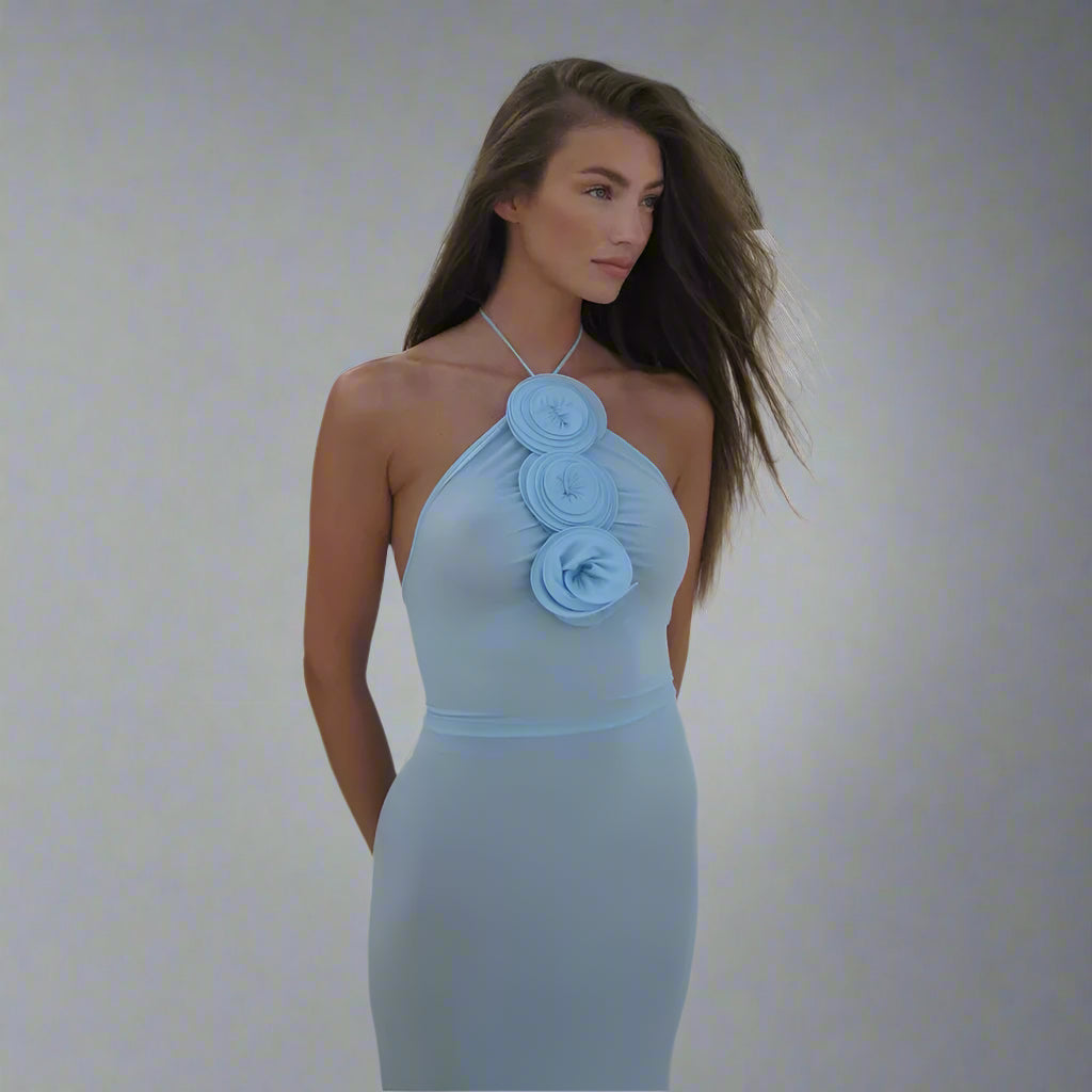 EMY Light-Blue Halter Dress