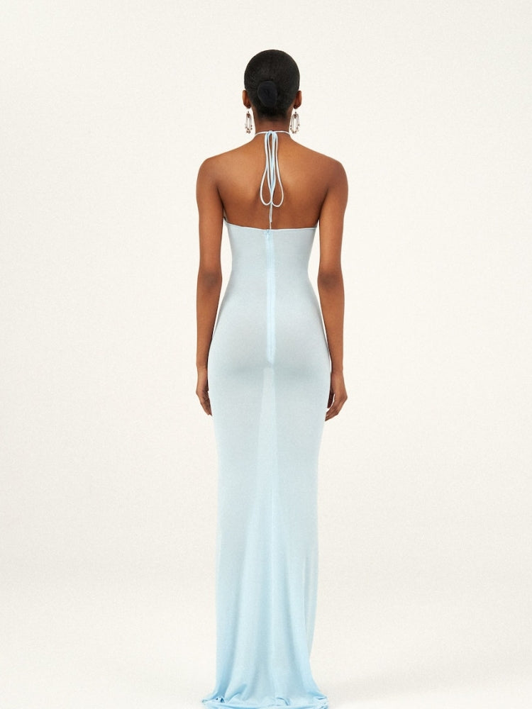 EMY Light-Blue Halter Dress