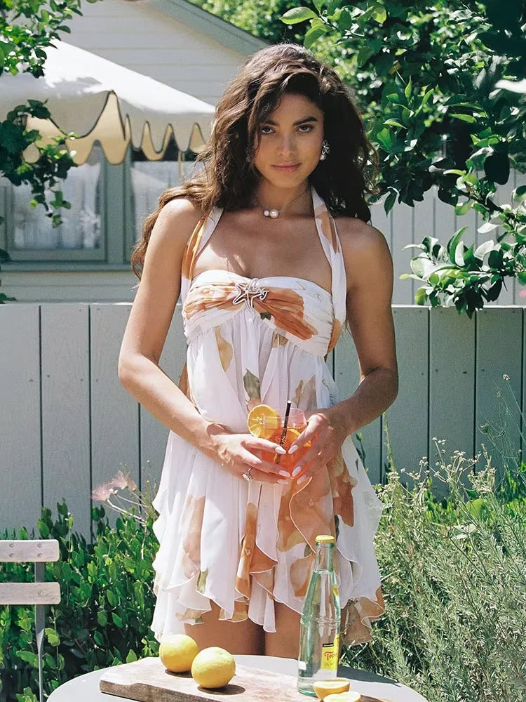 Metallic Starfish Halter Mini Dress