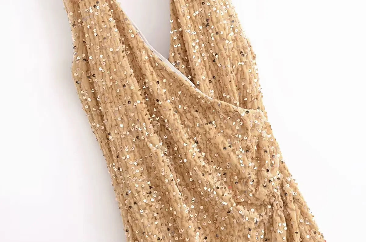 JOL Sequin Halter Evening Dress